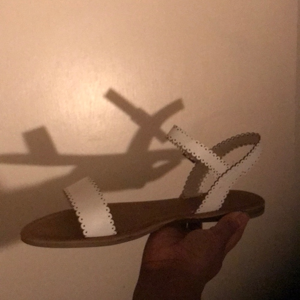 White Lacey Leather Sandals